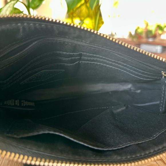 Fossil Black Pebbled Leather Crossbody Bag Double Zip Purse Adjustable Strap - Picture 9 of 10